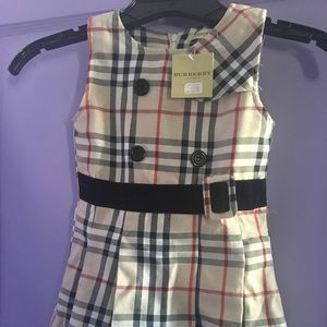 Burberry Pleated Check Washed Cotton A-line Dress